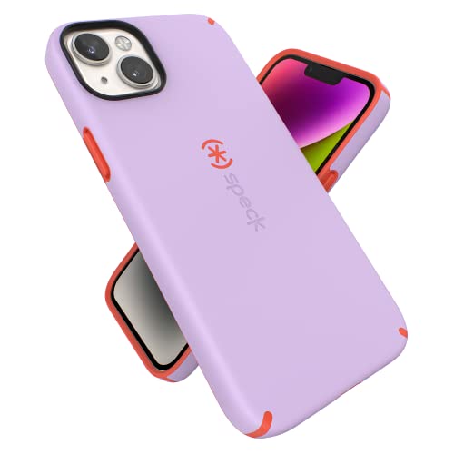 Speck iPhone 15 Plus & 14 Plus Case - Drop Protection, Scratch Resistant, Built for MagSafe iPhone Case with Soft Touch Coating - 6.7" iPhone, Dual Layer - Spring Purple/Energy Red CandyShell Pro - color: Spring Purple/Energy Red