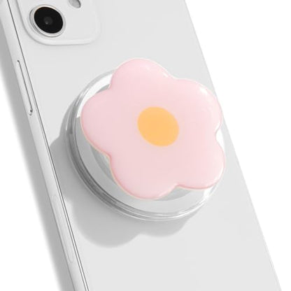 OnTheGrip Compatible with Magsafe Magnetic Cute Solid Color Daisy Flower Design Collapsible Mobile Phone Grip Stand Holder for Smartphone Tablet Cell Phone Accessory (Pink)