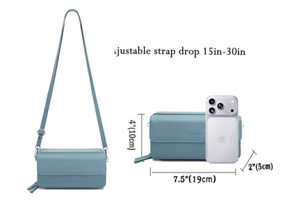RFID Crossbody Wallet Wristlet Purse with Phone Pocket For Women Vegan Leather - color: Zb-saffiano-muted Teal