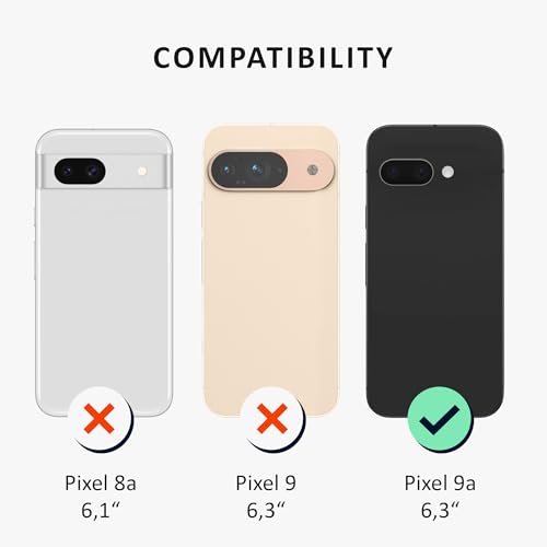 kalibri Aramid Fiber Case Compatible with Google Pixel 9a - Case Super Slim Strong Protective Phone Cover - Black Matte - size: Pixel 9a
