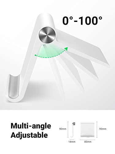 UGREEN Cell Phone Stand for Desk Phone Holder Foldable Portable Adjustable Compatible with iPhone 17 Air 16 15 14 13 Pro Max, iPhone 12 11 Plus SE XS XR 8 7, Office Desk Travel Accessories, White - color: White