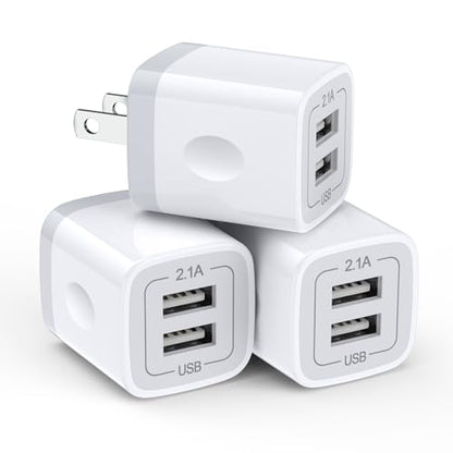 USB Wall Charger,Charging Adapter 2.1A Dual Port Charging Block Plug Head - color: Pure White