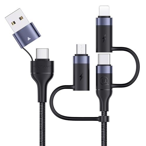 3-in-1 USB C Multi Fast Charging Cable 60W 4FT Nylon Multi Charger - color: Black, size: 4FT