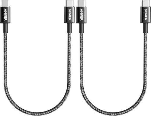 Anker USB C to USB C Cable, 60W Fast Charging Cable (2-Pack, 1 ft, Black) - color: Black, size: 1FT*2