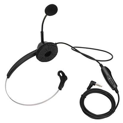 Telephone Headphone Noise Cancelling Single Ear Wired Headset with Mic Mute, 3.5mm Elbow Plug Business Call Center Headset for Office Customer Service Use