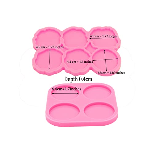 2PC Resin Mould for Badge Reel 1.7in Epoxy Silicone Irregular Circle Molds and Round Molds for Phone Stand Grip Top, DIY Craft Casting Art (YMDY0533+DY1627) - color: YMDY0533+DY1627