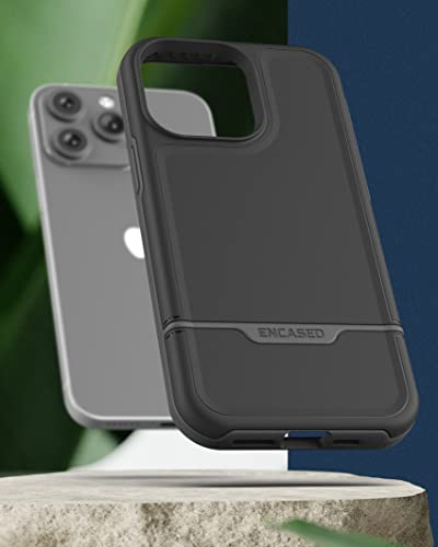 ENCASED Shockproof Case Compatible with iPhone 14 Pro - Ultra Protective Heavy Duty Magnetic Phone Cover, Rebel Series (Black) - color: Black, size: iPhone 14 Pro