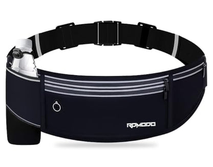 Running Belt with Foldable Water Bottle Holder for Women Men, Black - color: 06-Jet Black