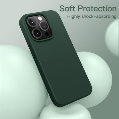 JETech Silicone Case for iPhone 15 Pro, Midnight Green | Silky Soft Touch, Shockproof Protection, Scratch Resistant, Microfiber Lining - color: Midnight Green, size: iPhone 15 Pro