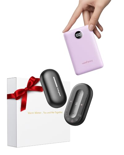 Ultra-Thin Mini Portable Charger 10000mAh & Rechargeable Electric Hand Warmers 2 Packs Gifts Set