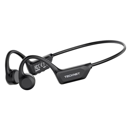 TECKNET Bone Conduction Headphones, Bluetooth V6.0 Open Ear Headphones, Wireless Headphones 10H Playtime & IPX5 Waterproof, Comfortable Fit Built-in Mic, Sport Headphone for Running & Workout -Black