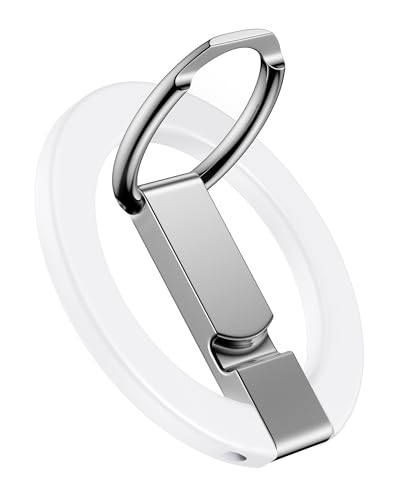 Magnetic Phone Stand with Ring Holder, iPhone & Samsung MagSafe Grip Stand - color: White