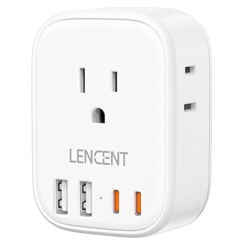 LENCENT Multi Plug Outlet Extender with USB, Electrical Outlet Expander - color: White