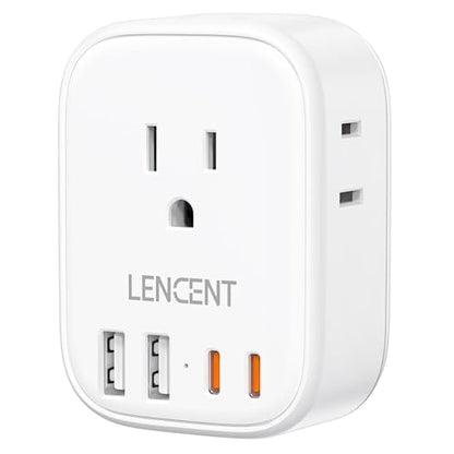 LENCENT Multi Plug Outlet Extender with USB, Electrical Outlet Expander - color: White