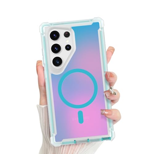 Bonoma for Samsung Galaxy S23 Ultra Case Iridescent Crystal Corner -Green | Back Magnetic Support for MagSafe Shockproof Cover, and High-Duty Protection for Girls Women - color: Iridescent-Green, size: Samsung Galaxy S23 Ultra