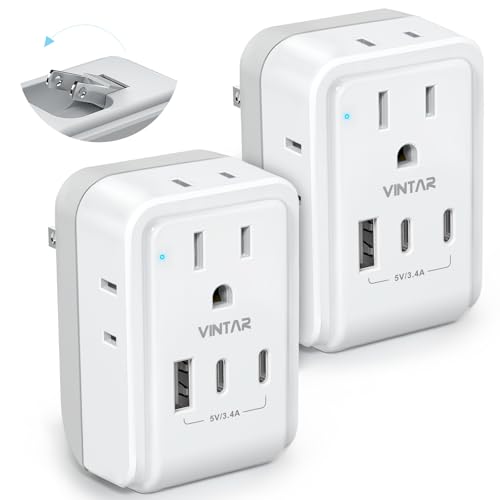 VINTAR US to Japan Plug Adapter, 2 Pack Foldable Outlet with 4 AC 3 USB - style: Type A - Japan Canada