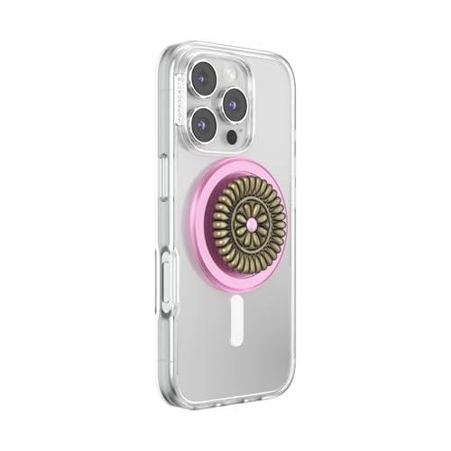 PopSockets Phone Grip for MagSafe, Magnetic Holder- Stamped Pink - color: Enamel Stamped Pink, style: MagSafe