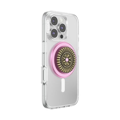 PopSockets Phone Grip for MagSafe, Magnetic Holder- Stamped Pink - color: Enamel Stamped Pink, style: MagSafe