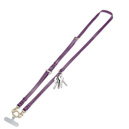 Clip and Go Phone Strap Crossbody Wrist 2 in 1 Leather Lanyard with Tether Hanging Loops Adjustable Anti-Theft Purse Replacement Handbag Long Thin Shoulder Neck Straps for All Phones Keys Bags Puple - color: Puple