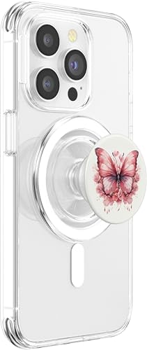 Pink Butterflies And Flowers Floral Butterfly PopSockets PopGrip for MagSafe - style: Magnetic PopGrip