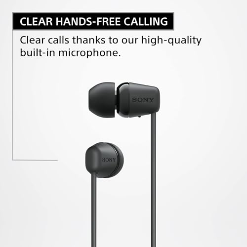 Sony WI-C100 Wireless in-Ear Bluetooth Headphones with Built-in Microphone,Black,(Pack of 2) - color: Black, size: One Size (Pack of 2)