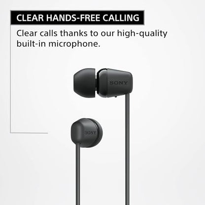 Sony WI-C100 Wireless in-Ear Bluetooth Headphones with Built-in Microphone,Black,(Pack of 2) - color: Black, size: One Size (Pack of 2)