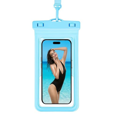 Waterproof Phone Pouch, with Inside Card Holder, Large Waterproof Case Compatible with iPhone 17 16 15 14 13 Pro Max, Beach Cruise Essentials, 1 Pack, Blue - color: B1-Blue