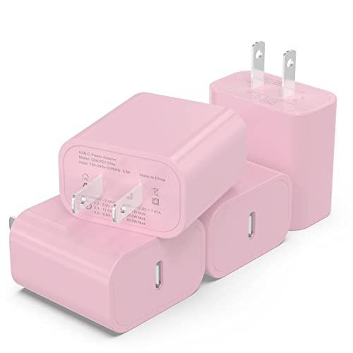 iGENJUN 20W USB C Charger Wall Charger, 4-Pack, Baby Pink - color: Baby Pink