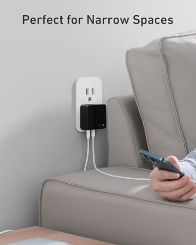 Nekmit 100W Flat USB C Charger Block, 3-Port GaN Fast Wall Charger(2*USB-C & 1*USB-A), USB C Wall Plug with Fixed Prongs for iPhone 17/16, MacBook Pro/Air, iPad, Galaxy and More - color: Black