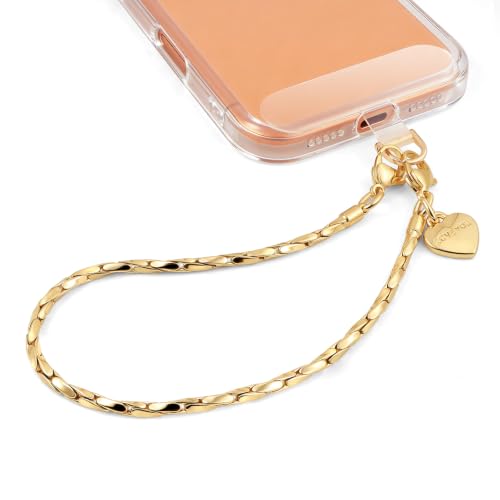 Phone Wrist Strap Metal Phone Chain Wristlet, Gold Phone Strap - color: Gold, size: Short