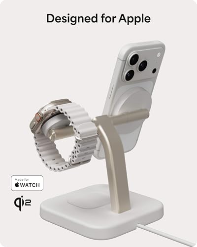 Mophie 3-in-1 Wireless Charging Stand - Qi2-Certified w/Up to 15W Power - color: White, size: 3-in-1 Charging Stand