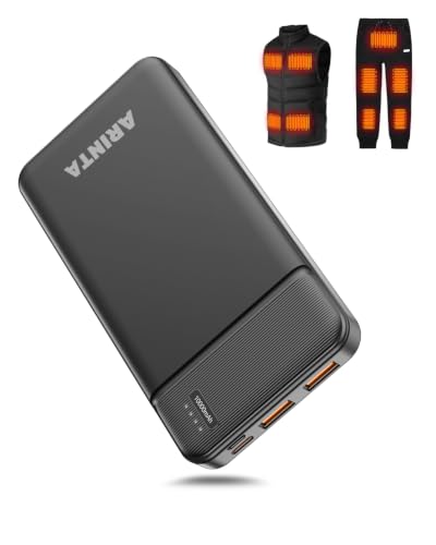 5V 2.4A Battery Pack 10000mAh for Heated Vest, Jacket, Stadium Seats, Chair, Power Bank Portable Charger for USB Devices, Heated Clothing, Heated Blanket, Sleeping Bag, Heated Coat. (Black) - color: Black