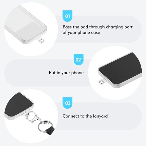 8 Pcs Phone Lanyard Tab,Plastic Phone Tether Tab for Safety Drop Protection