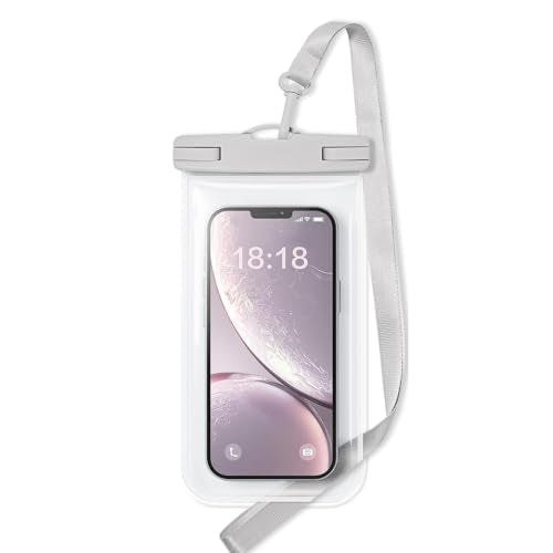 Waterproof Phone Pouch Compatible for iPhone 7in - 1 Light Grey | IPX8 Waterproof Case, Beach Travel Must Haves, Beach Essential, Dry Bag, 1 Pack, for iPhone 17/16/15/14/13/12 Pro Max - color: B2-Light Grey
