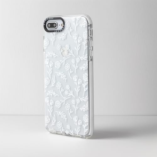Dumkery Cute White Flowers Case Compatible with iPhone 7 Plus Case, Clear Floral iPhone 8 Plus Case with Aesthetic Pattern, Soft TPU Shockproof Bumper Cases Cover for Girls Women - size: iPhone 7 Plus/iPhone 8 Plus
