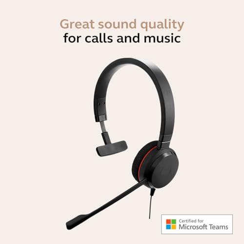 Jabra Evolve 20 Wired Headset (2025 Edition) - Single-Ear Set for Office and Work from Home - Call Control - Certified for MS Teams - USB-C/A Connectivity - Black - color: Mono, style: Teams Certified