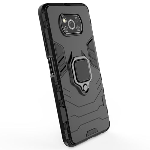 Max Power Digital Magnet Case for Xiaomi Poco X3 NFC/Poco X3 Pro Shockproof Hard Phone Cover with Grip, Metal Ring Kickstand Bumper Shell [Compatible with Magnetic Car Mount] (Navy) - color: Navy, size: Xiaomi Poco X3