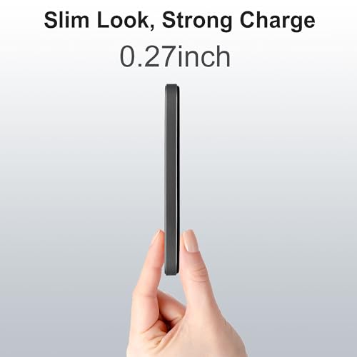 Magnetic Portable Charger 5000mAh, 15W Ultra Slim Wireless Portable Charger, Fast Charging for iPhone 17/16/15/14/13/12 Pro/Pro Max/Plus, Metal Shell, USB-C Cable to Charge Other Phones (Grey) - color: Grey