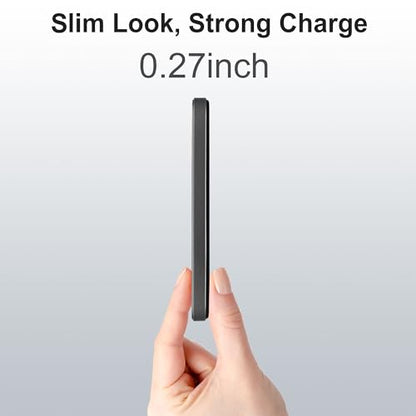 Magnetic Portable Charger 5000mAh, 15W Ultra Slim Wireless Portable Charger, Fast Charging for iPhone 17/16/15/14/13/12 Pro/Pro Max/Plus, Metal Shell, USB-C Cable to Charge Other Phones (Grey) - color: Grey