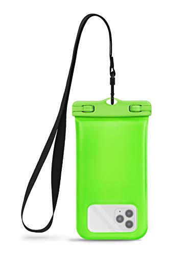CaliCase Universal Waterproof Floating Phone Pouch - IPX8 Waterproof Floating Phone Case with Lanyard for iPhone X-15/ S20-S24/ Pixel 4-8 - Lime Green - color: Lime Green