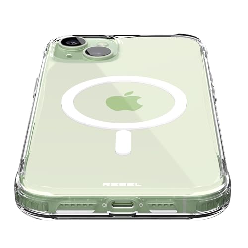 REBEL Clear Case for iPhone 15 Plus [Crystal Series Gen-4] Strong MagSafe Compatible, Anti-Scratch, Non-Yellowing, Protective Shockproof Bumpers, Metal Buttons, 6.7 Inch Phone 2023 (Crystal Clear) - color: Crystal Clear, size: iPhone 15 Plus