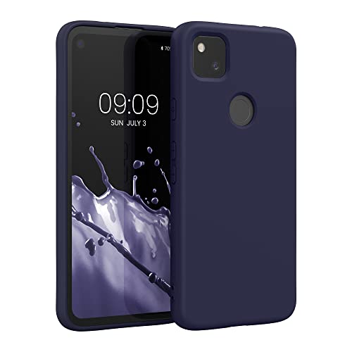 kwmobile Case Compatible with Google Pixel 4a Case - Slim Protective TPU Silicone Phone Cover - Blueberry - color: blueberry