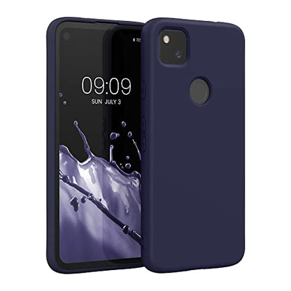 kwmobile Case Compatible with Google Pixel 4a Case - Slim Protective TPU Silicone Phone Cover - Blueberry - color: blueberry