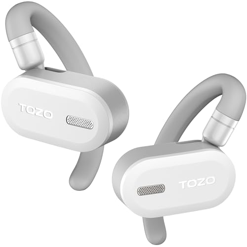 TOZO O2 Open Ear Wireless Earbuds,Multi-Angle Adjust 42H Bluetooth 5.3 - color: White