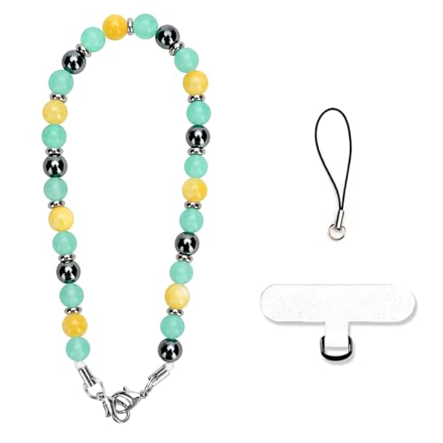 VICHUNHO Marble Beaded Phone Wrist Strap, Cellphone Lanyard with Tether Tab, Hands-Free Wristlet Bracelet - color: Green