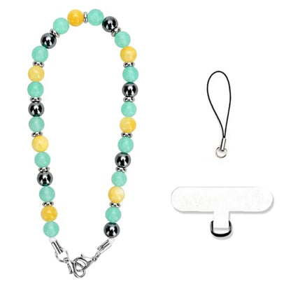 VICHUNHO Marble Beaded Phone Wrist Strap, Cellphone Lanyard with Tether Tab, Hands-Free Wristlet Bracelet - color: Green