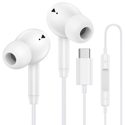 USB C Wired Earbuds Ear Buds for iPhone 17 16 Pro Max 16e 16 Plus 16Pro 15 - color: White