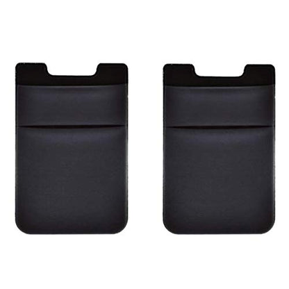 Phone Card Holder Phone Wallet Stick On Stretchy Card Holder for Back of Phone Credit Card Holder for Phone for Case, Black, Minimalist