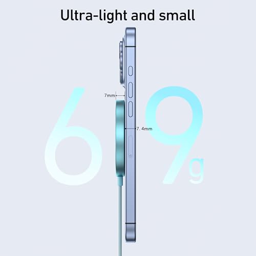BENFEI Magnetic Wireless Charger Compatible with MagSafe for iPhone 17/16/15/14/13/12, Aluminum, up to 7.5W, 1.5m Cable - color: Teal