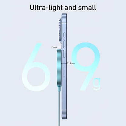 BENFEI Magnetic Wireless Charger Compatible with MagSafe for iPhone 17/16/15/14/13/12, Aluminum, up to 7.5W, 1.5m Cable - color: Teal
